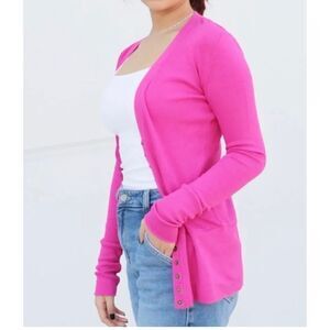 Magenta Button Cardigan